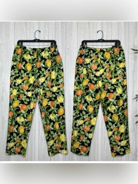 Talbots Black Floral Citrus Pants